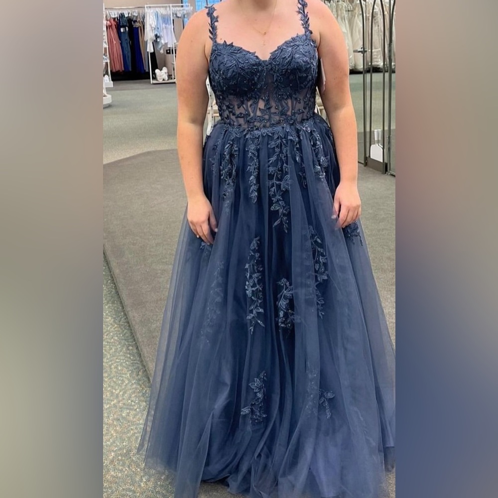 Size 10 Slate Blue Prom Dress